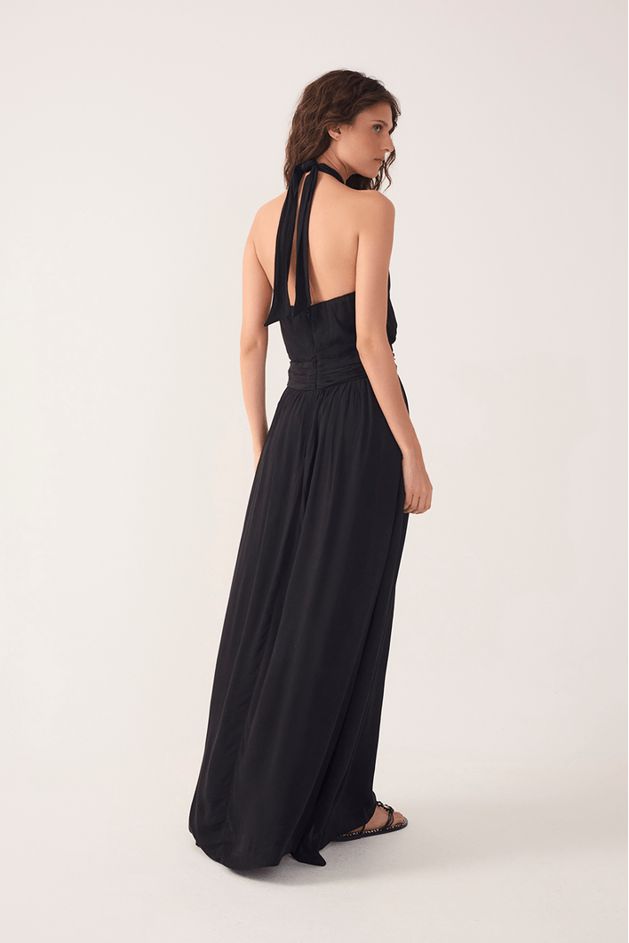 Vestido Longo Crepe Detalhe Concha