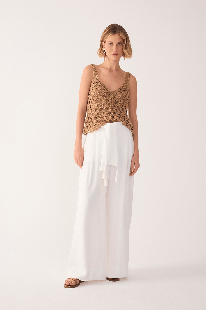 Calça Pantalona Cós Amarração