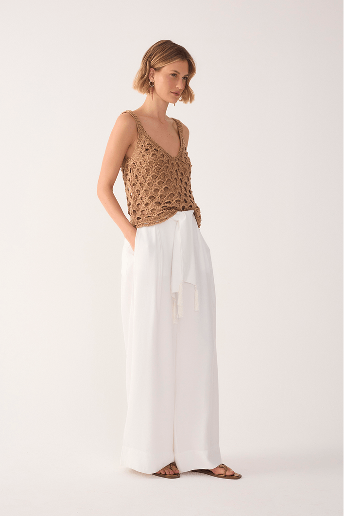 Calça Pantalona Cós Amarração