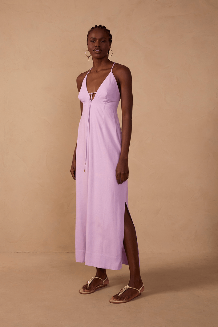 Vestido Cropped Linho Amarração