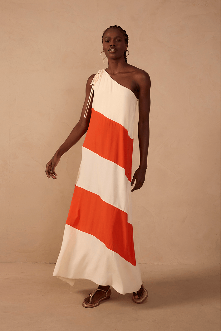 Vestido Longo Crepe Recortes