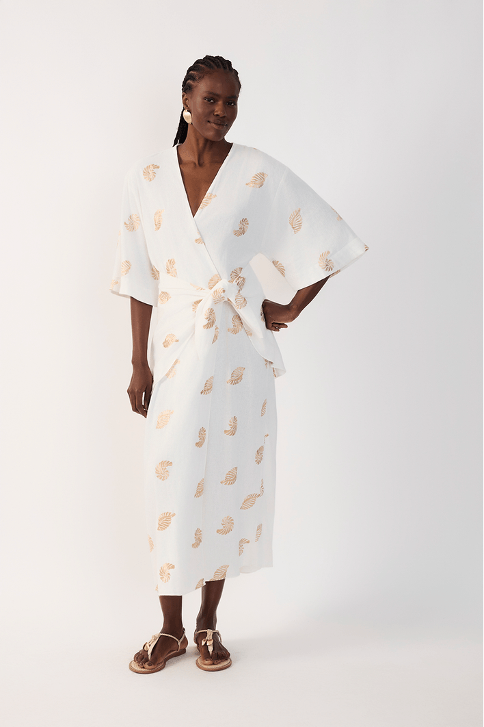 Vestido Cropped Bordado Concha Lurex