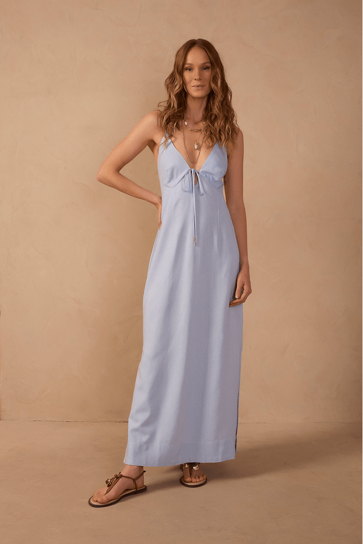 Vestido Cropped Linho Amarração