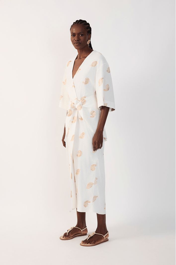 Vestido Cropped Bordado Concha Lurex