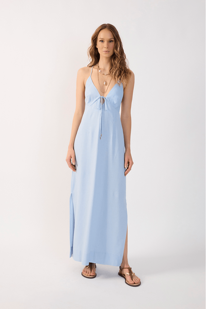 Vestido Cropped Linho Amarração