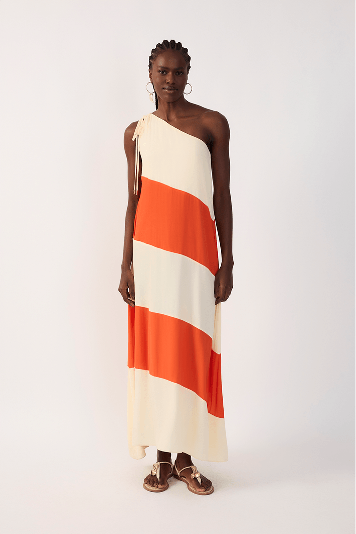 Vestido Longo Crepe Recortes