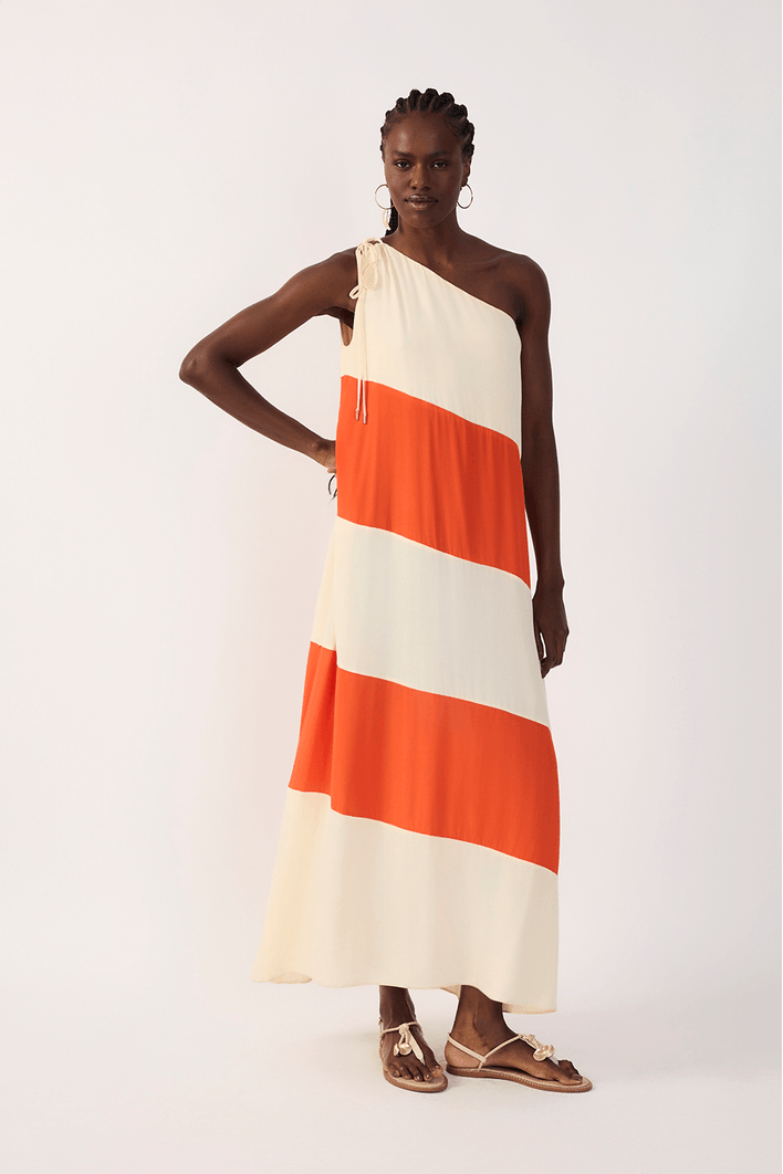 Vestido Longo Crepe Recortes