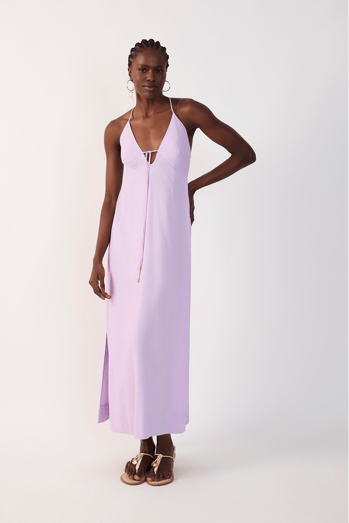 Vestido Cropped Linho Amarração