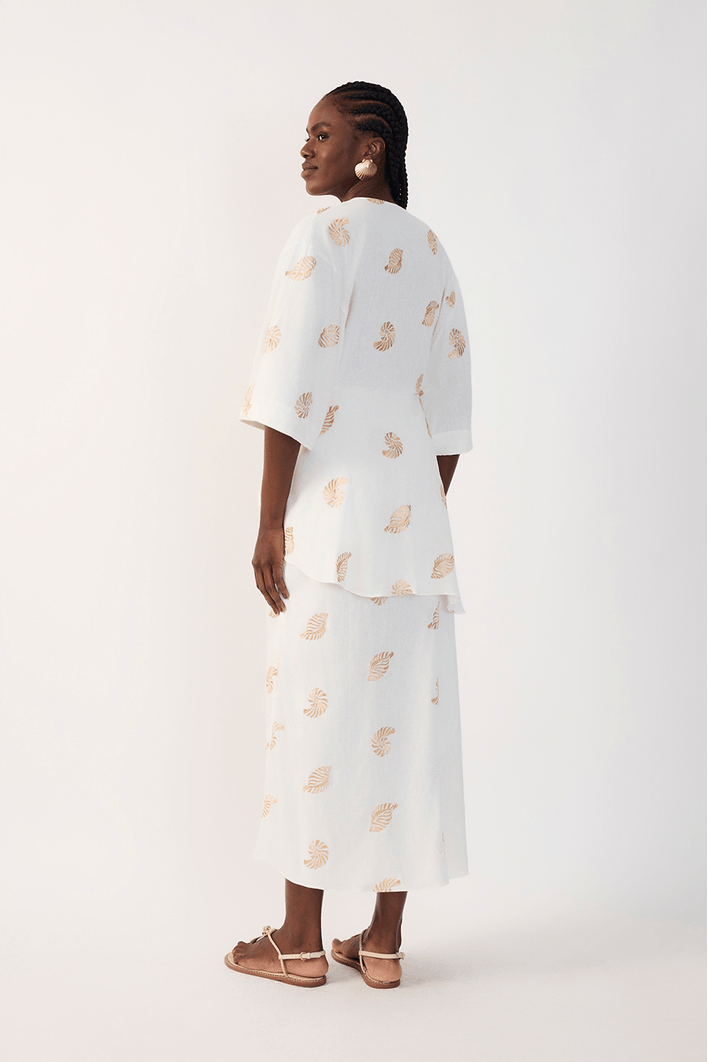 Vestido Cropped Bordado Concha Lurex