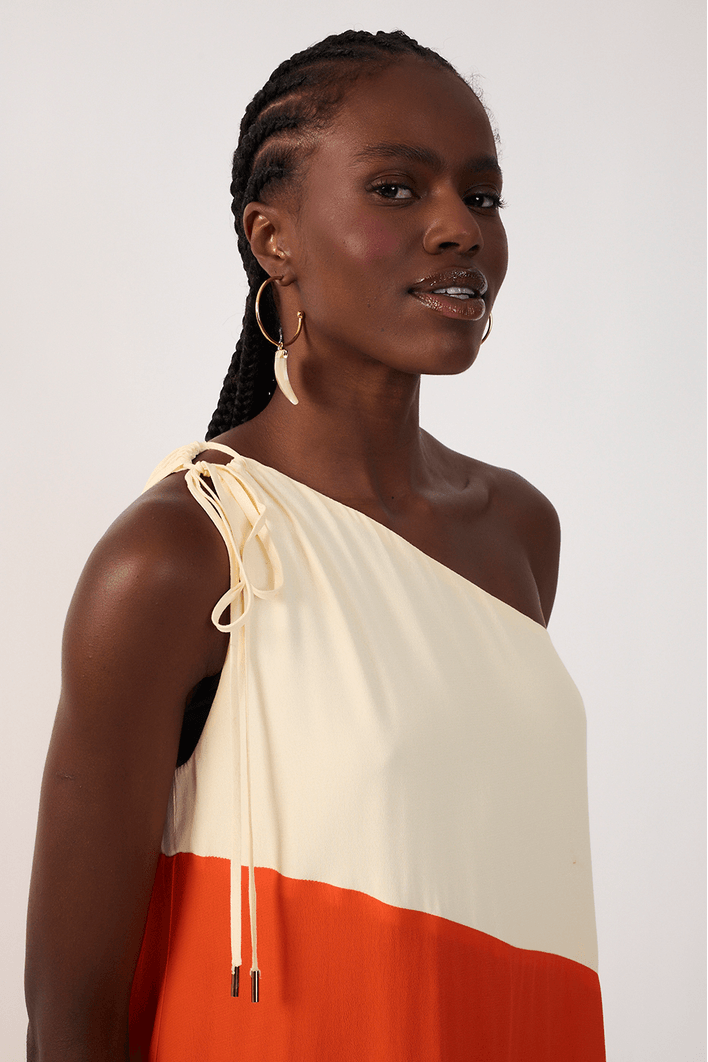 Vestido Longo Crepe Recortes
