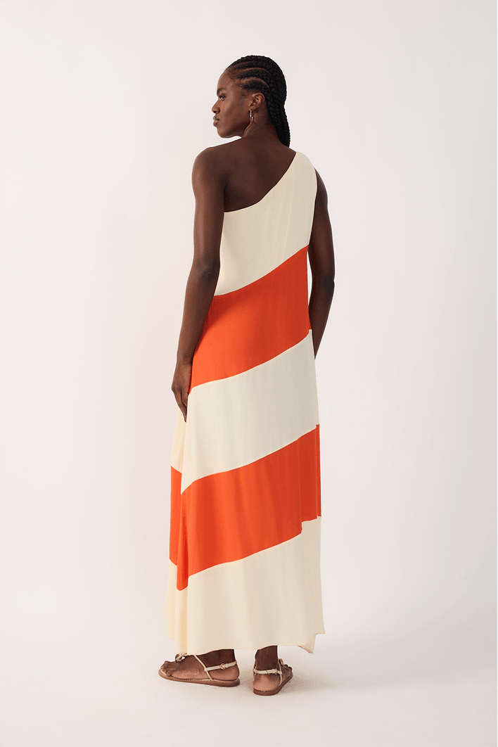 Vestido Longo Crepe Recortes