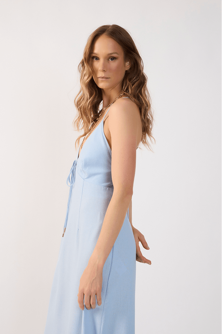 Vestido Cropped Linho Amarração