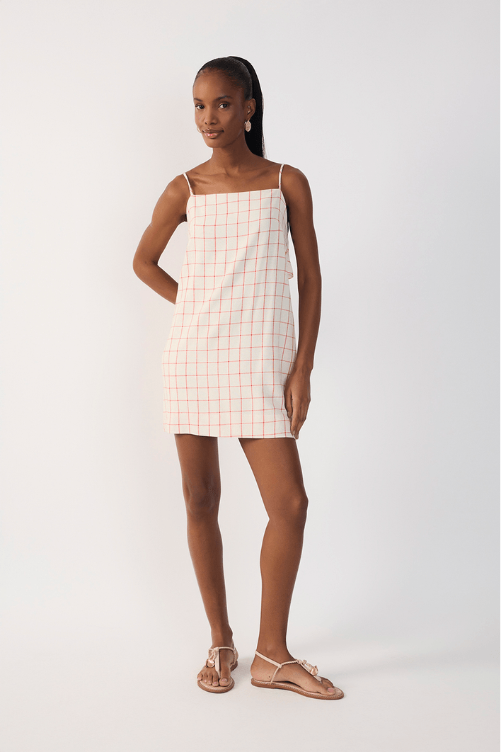 Vestido Curto Linho Xadrez