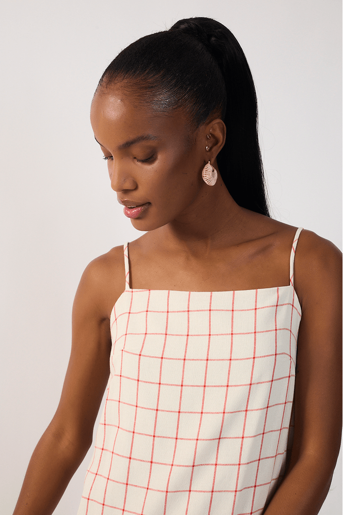 Vestido Curto Linho Xadrez