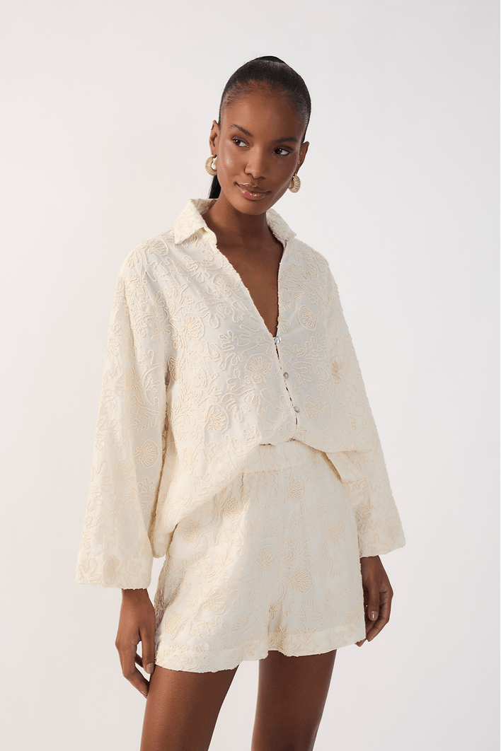 Camisa Mangao Bordado Cadarço