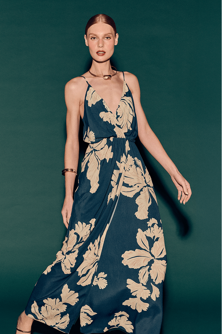 Vestido Cropped Estampa Pétala Verde