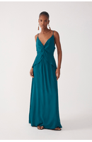 Vestido Longo Crepe Busto Torcido