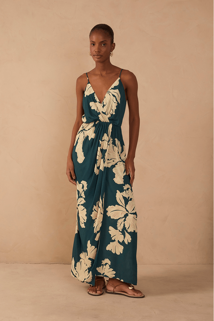 Vestido Cropped Estampa Pétala Verde