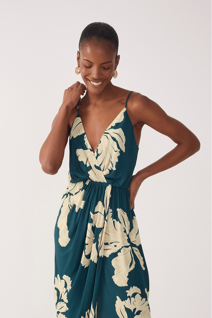 Vestido Cropped Estampa Pétala Verde