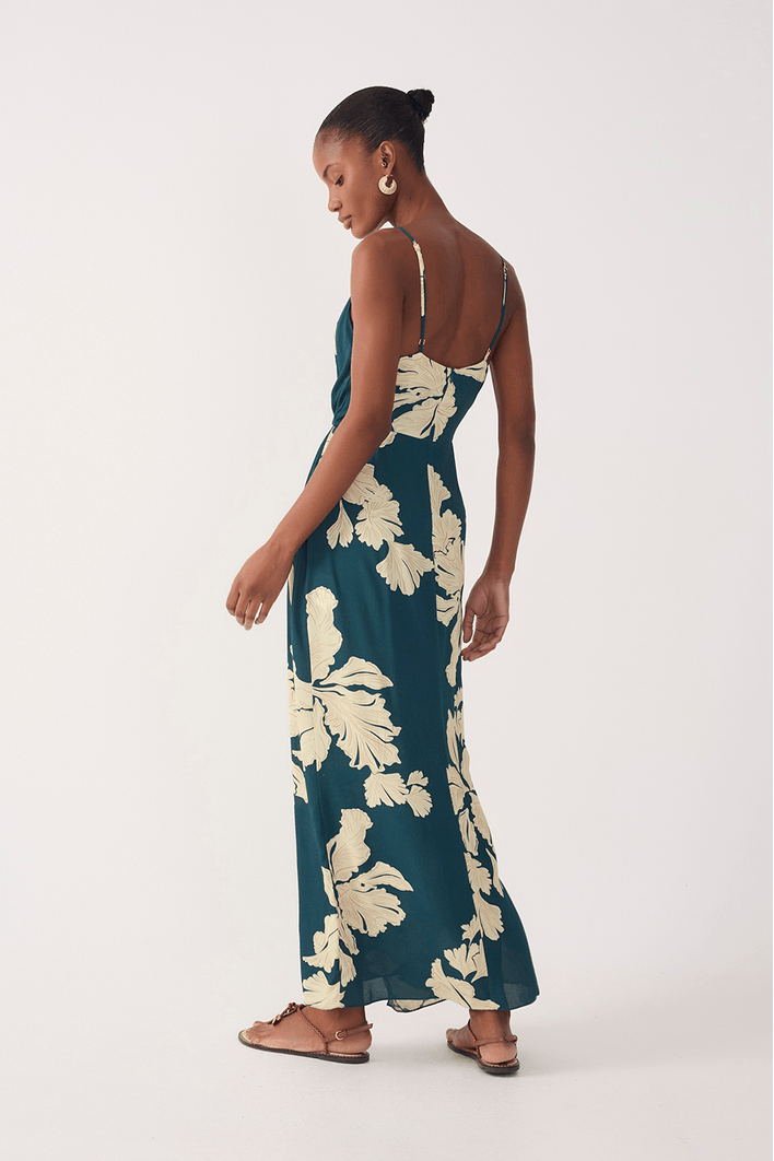 Vestido Cropped Estampa Pétala Verde