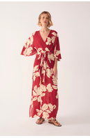 Vestido Cropped Estampa Pétala Vermelha