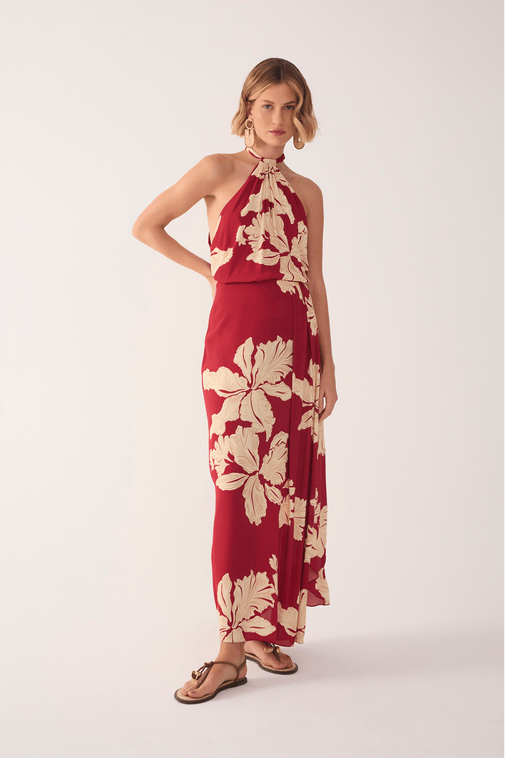 Saia Pareô Estampa Pétala Vermelha