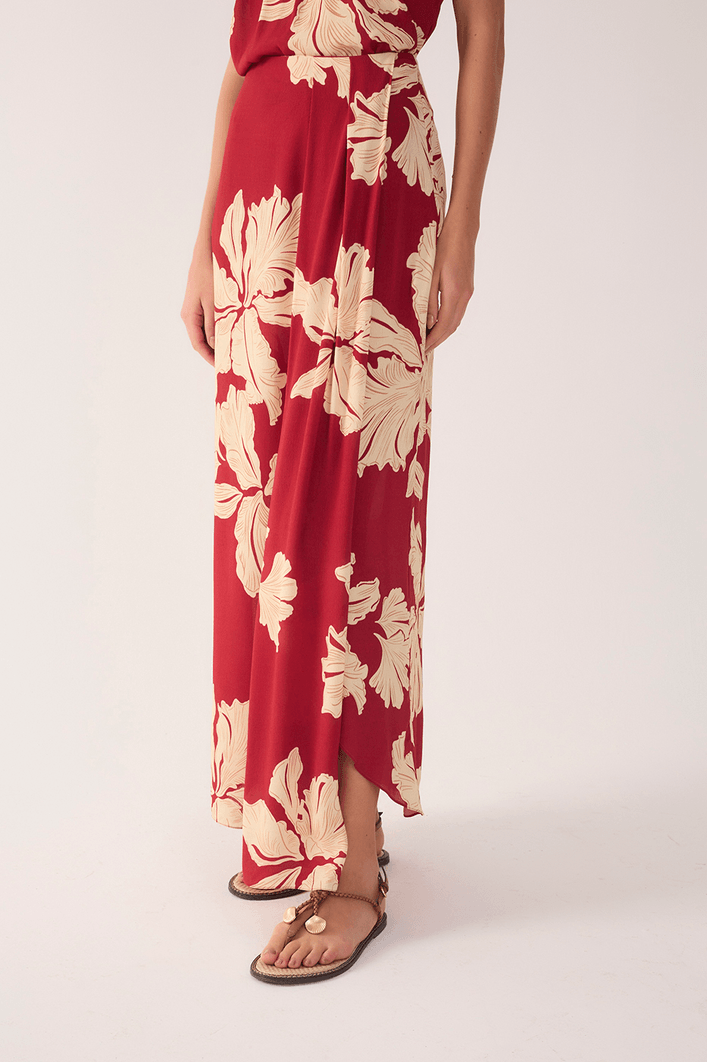 Saia Pareô Estampa Pétala Vermelha