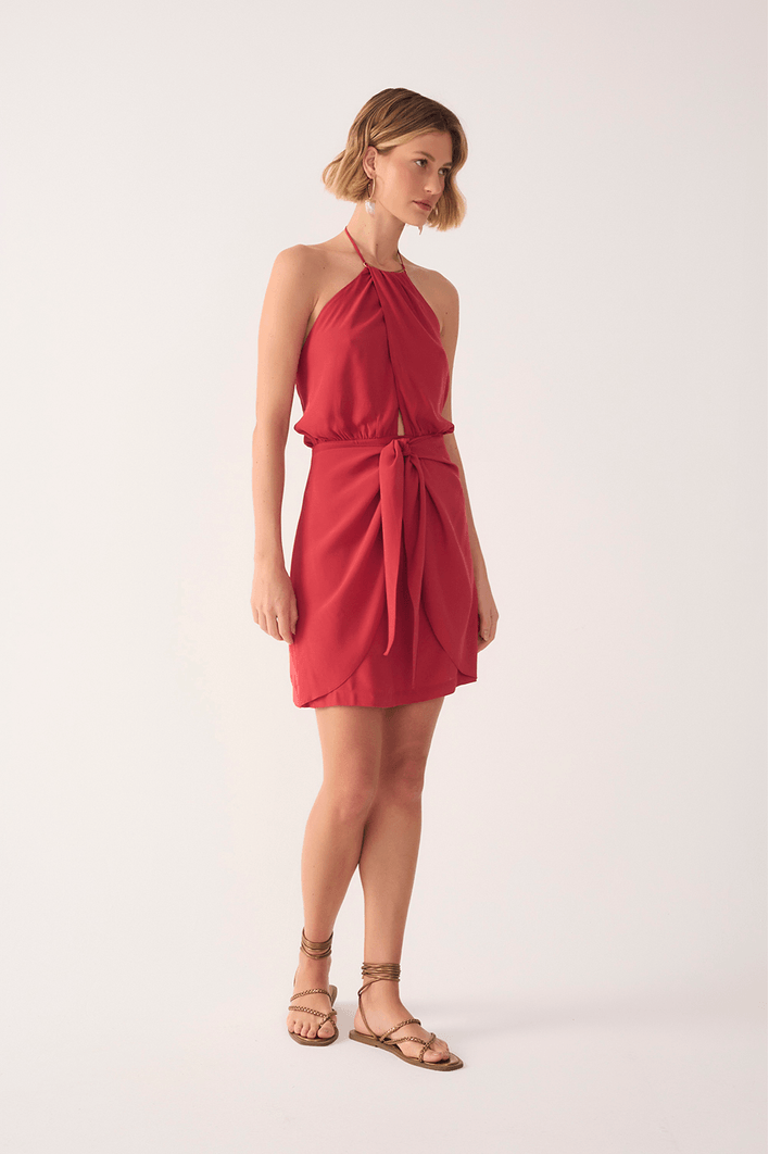 Vestido Curto Crepe Pareô