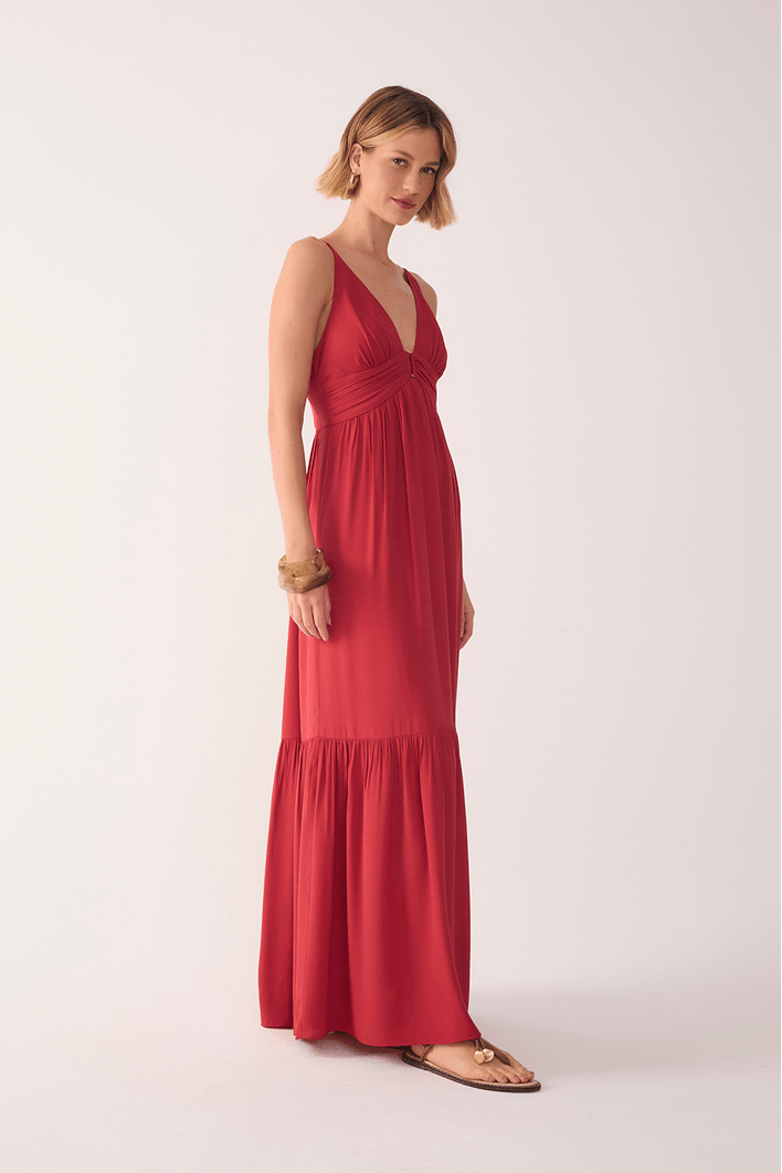 Vestido Crepe Metal  Decote