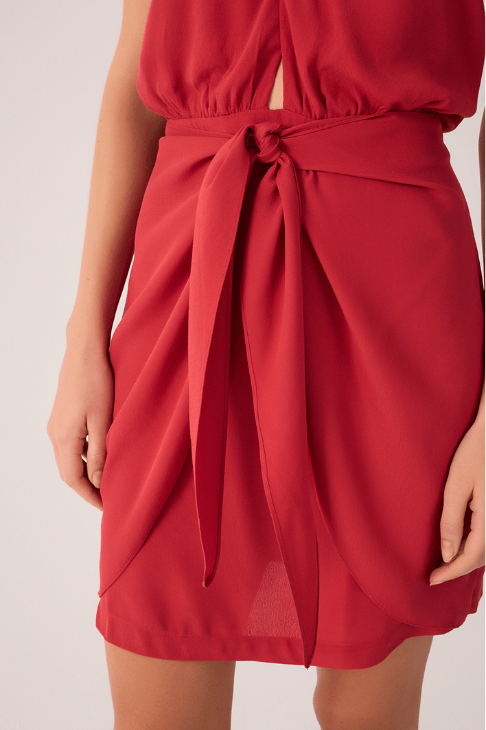 Vestido Curto Crepe Pareô