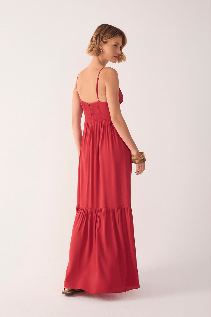 Vestido Crepe Metal  Decote