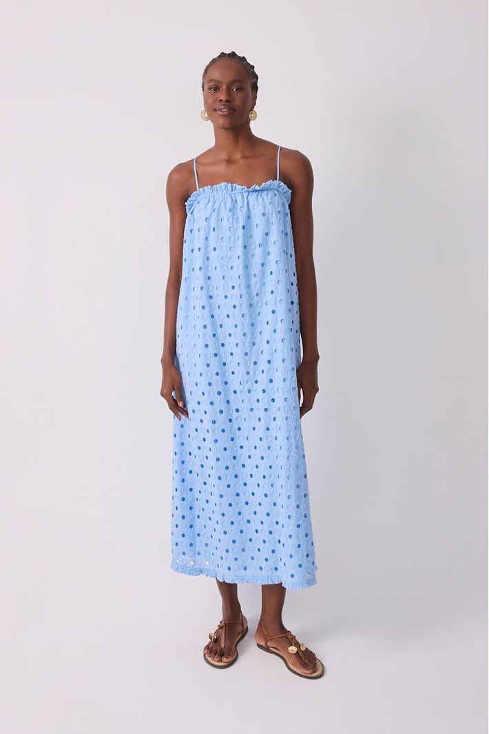 トップス ans dotsloevner MINI DRESS BLUE Vestido Cropped Laise Decote Reto - 01.33.2714|2350