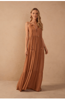 Vestido Longo Lurex Bordado Moedinha