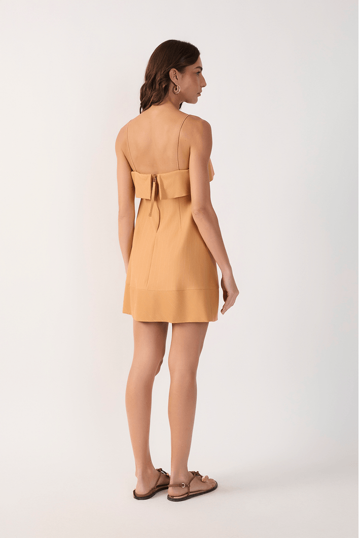 Vestido Curto Estampa Risca de Giz