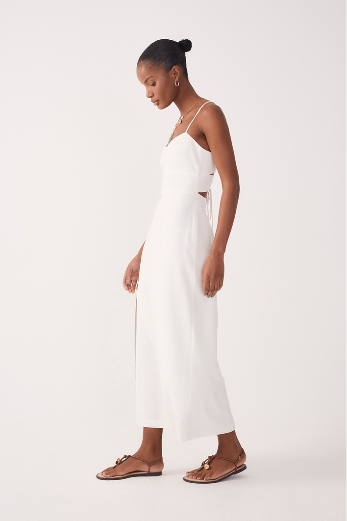 Vestido Midi Linho Fenda