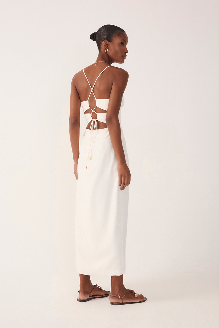 Vestido Midi Linho Fenda