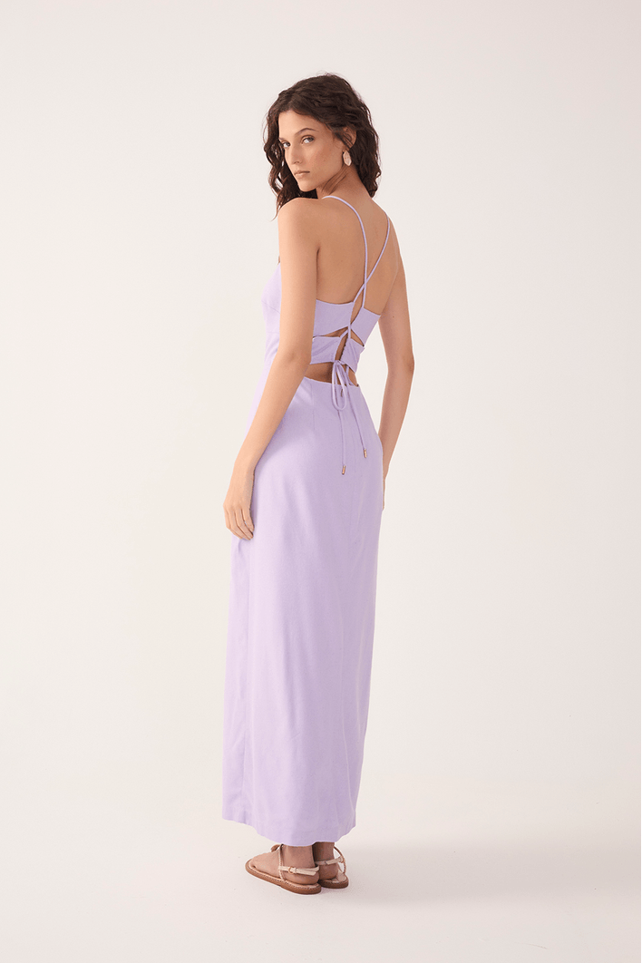 Vestido Midi Linho Fenda