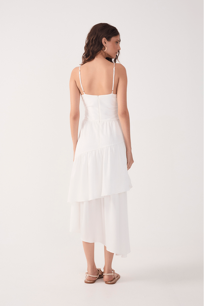 Vestido Cropped Cetim Plissado