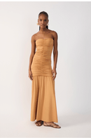 Vestido Sem Alça Franzido Jersey