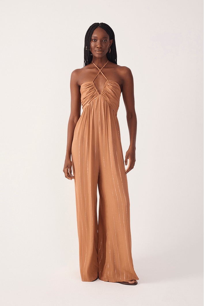 Macacão Lurex Busto Franzido