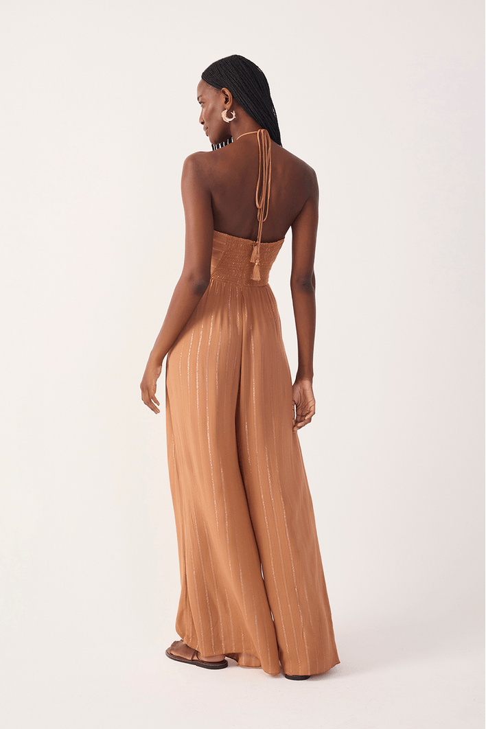 Macacão Lurex Busto Franzido