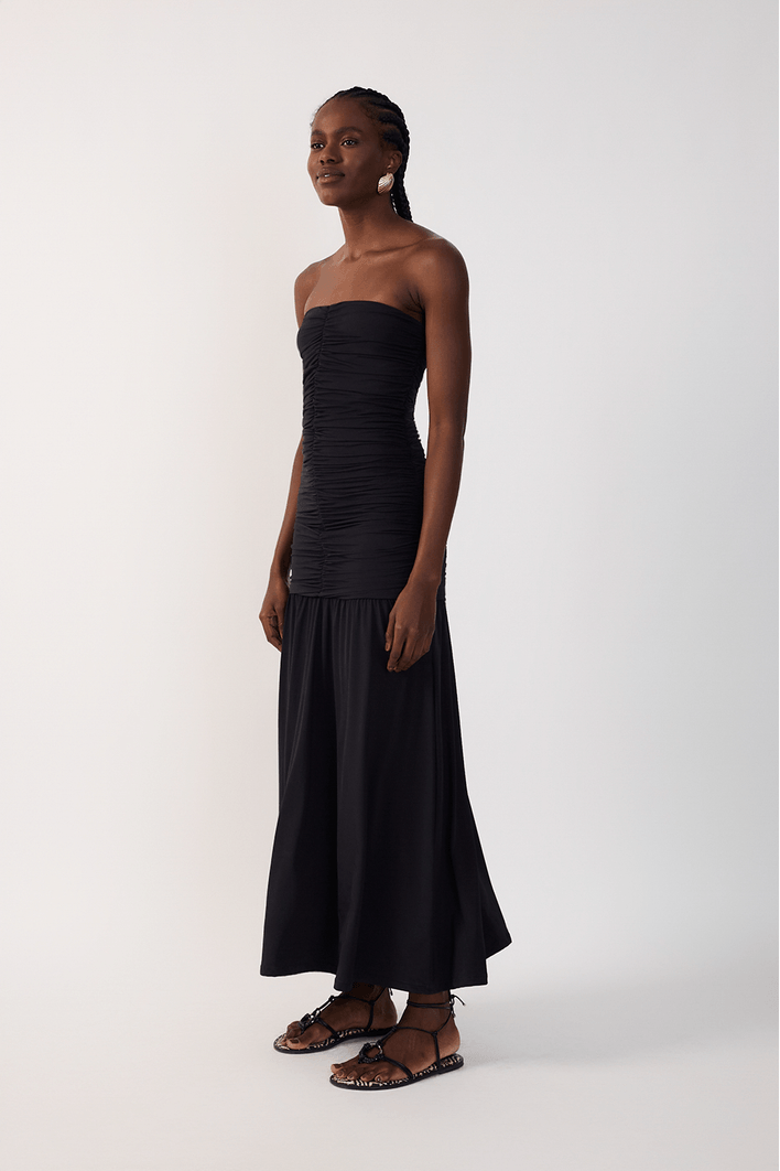 Vestido Sem Alça Franzido Jersey