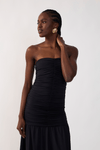 Vestido Sem Alça Franzido Jersey