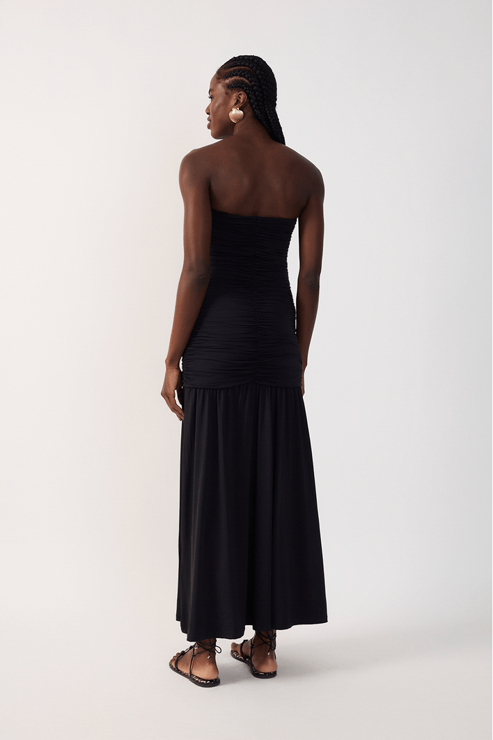 Vestido Sem Alça Franzido Jersey