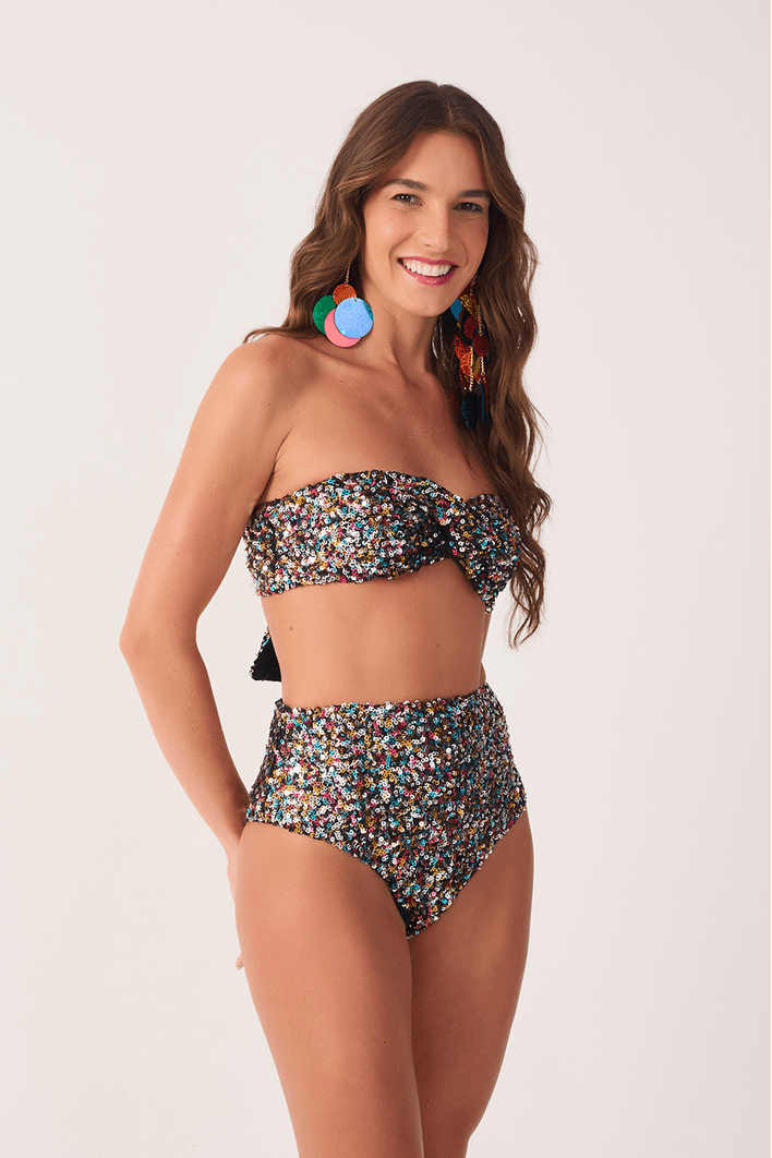 Conjunto Top E Hotpant  Paetê Color