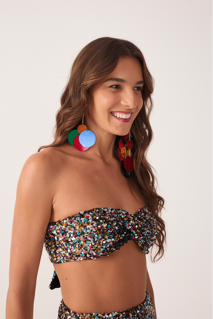 Conjunto Top E Hotpant  Paetê Color