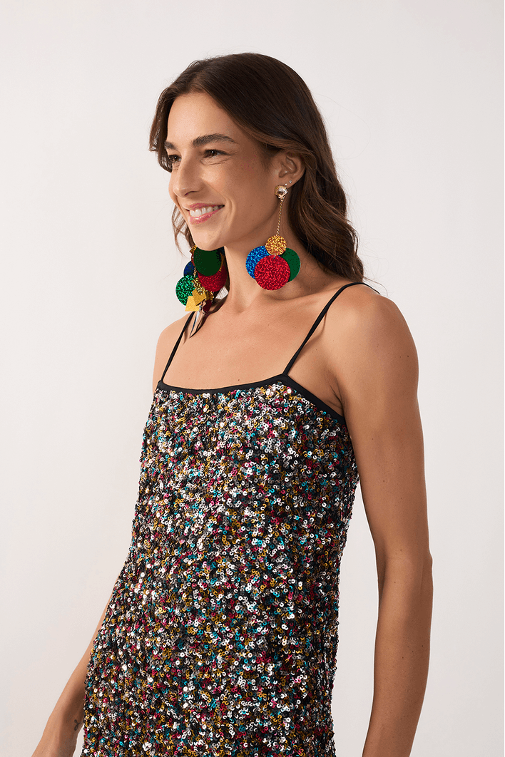 Vestido Curto Paete Color