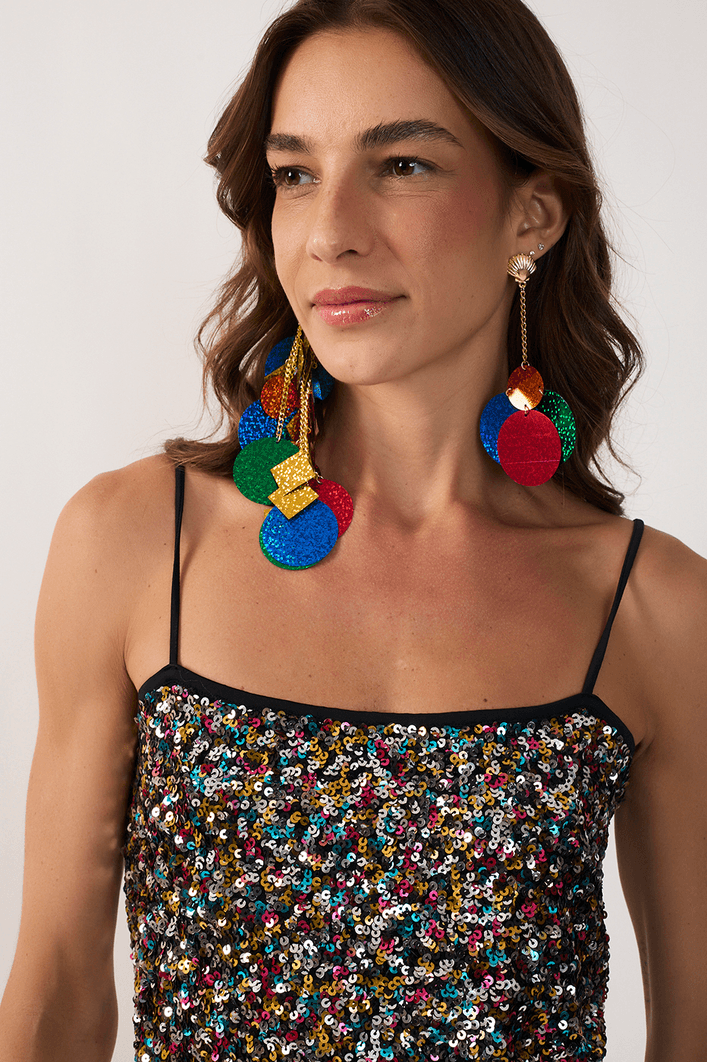 Vestido Curto Paete Color