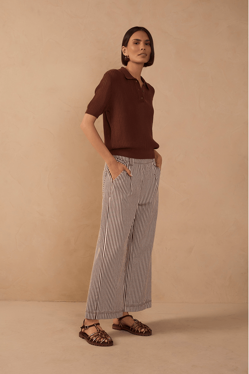 Calça Sarja Listras Terra