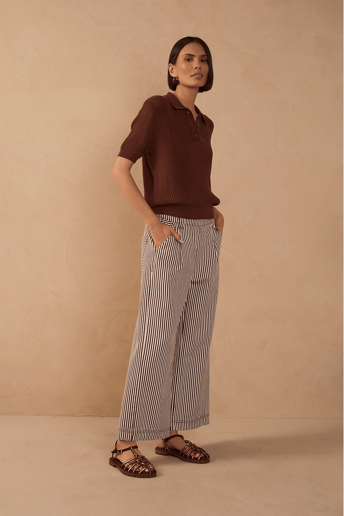 Calça Sarja Listras Terra